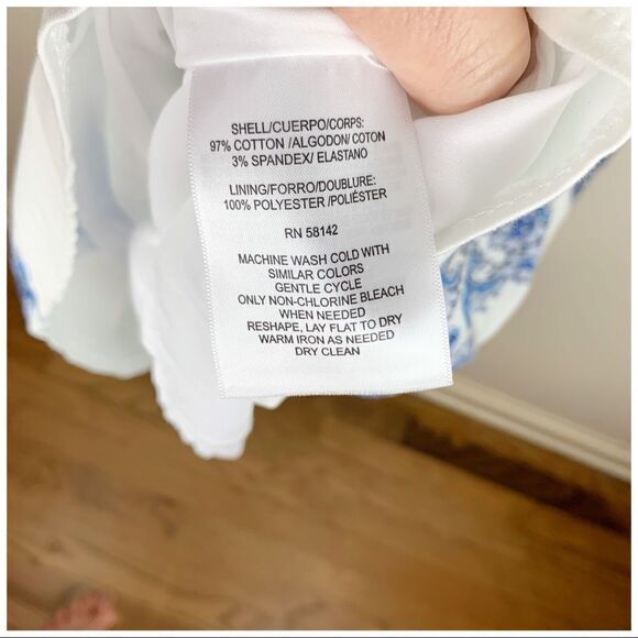 Maggy London Sleeveless Dress | Fit‎ and Flare Blue White 8 - Picture 12 of 14